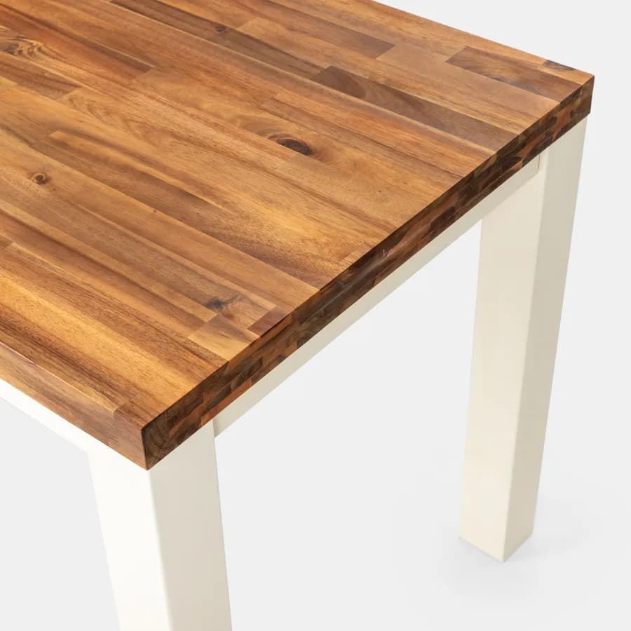 Set pranzo tavolo con top in legno di acacia 115x70 cm e 4 sedie con braccioli in legno teak - Paja