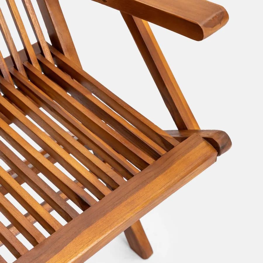 Set pranzo tavolo con top in legno di acacia 115x70 cm e 4 sedie con braccioli in legno teak - Paja