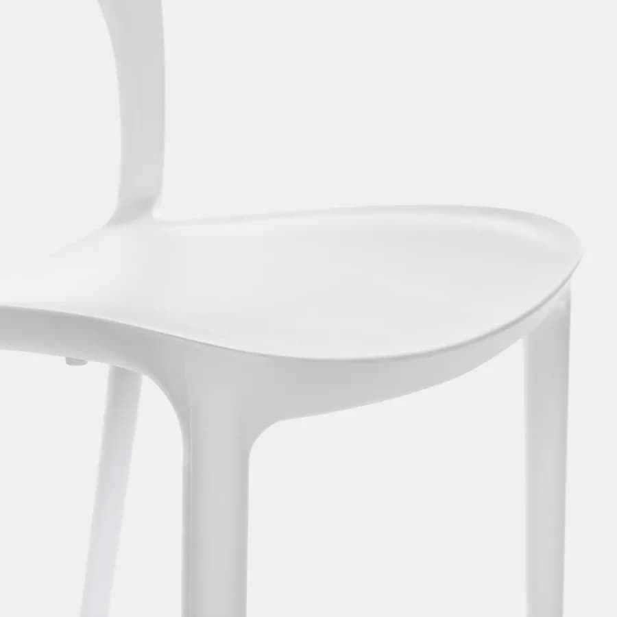 Set pranzo tavolo con piano in legno di acacia 115x70 cm e 4 sedie impilabili bianco - Paint