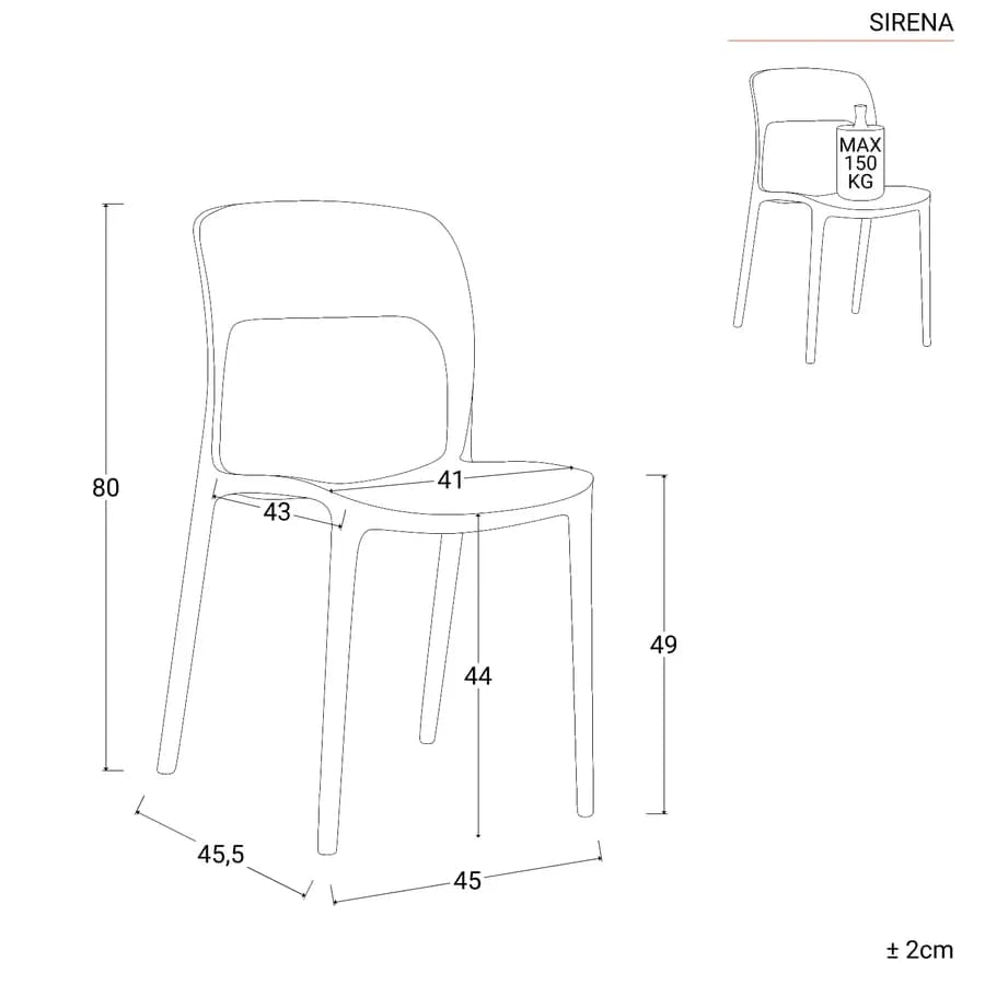 Set pranzo tavolo con piano in legno di acacia 115x70 cm e 4 sedie impilabili bianco - Paint