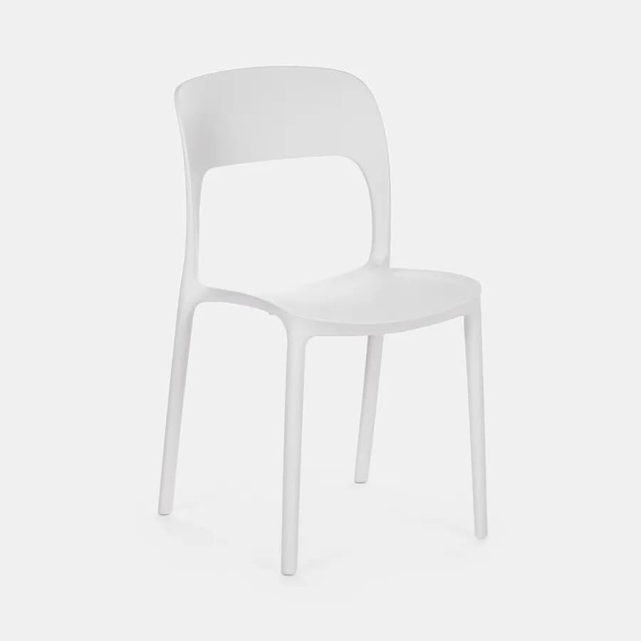 Set pranzo tavolo con piano in legno di acacia 115x70 cm e 4 sedie impilabili bianco - Paint