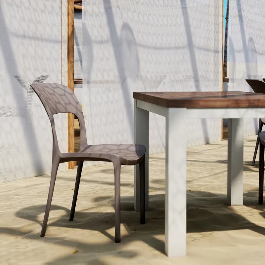 Set pranzo tavolo con piano in legno di acacia 115x70 cm e 4 sedie impilabili cacao - Paint