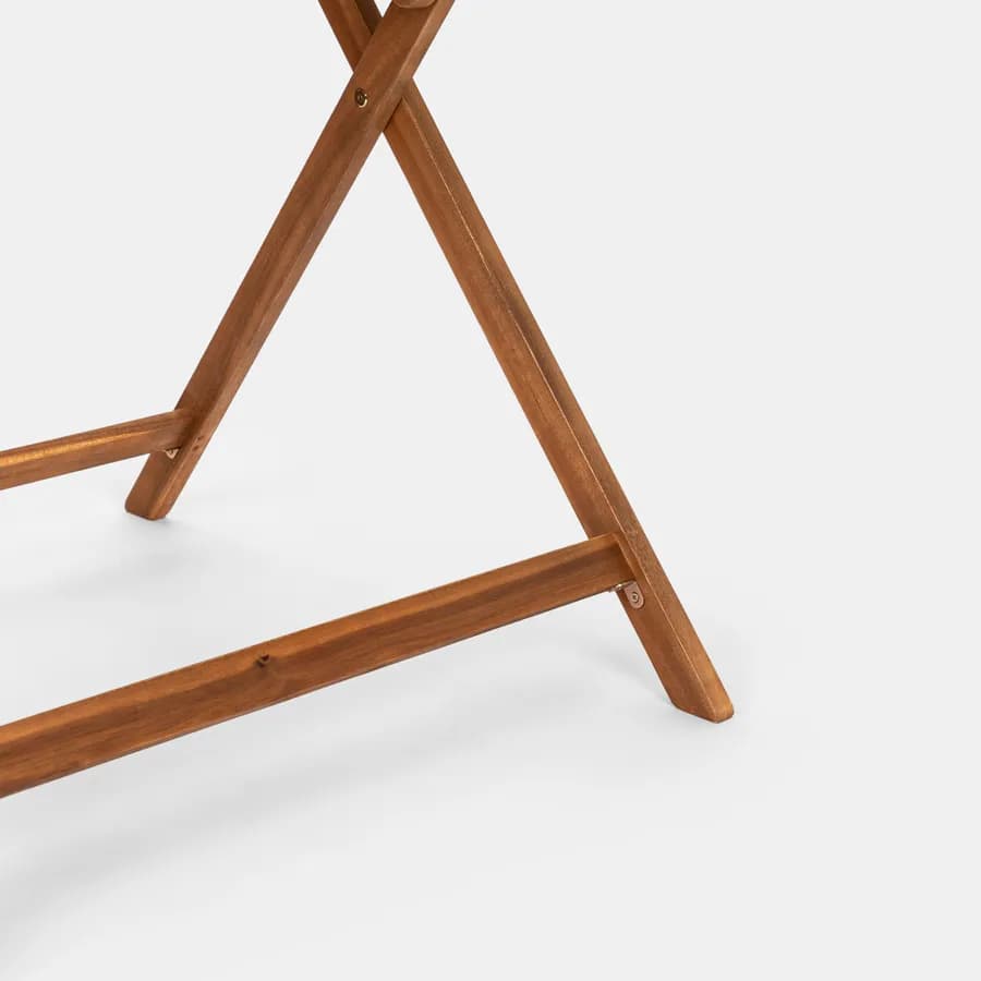 Set pranzo tavolo pieghevole rotondo 100 cm e 4 sedie pieghevoli con braccioli in legno di acacia e corda grigia - Yadira