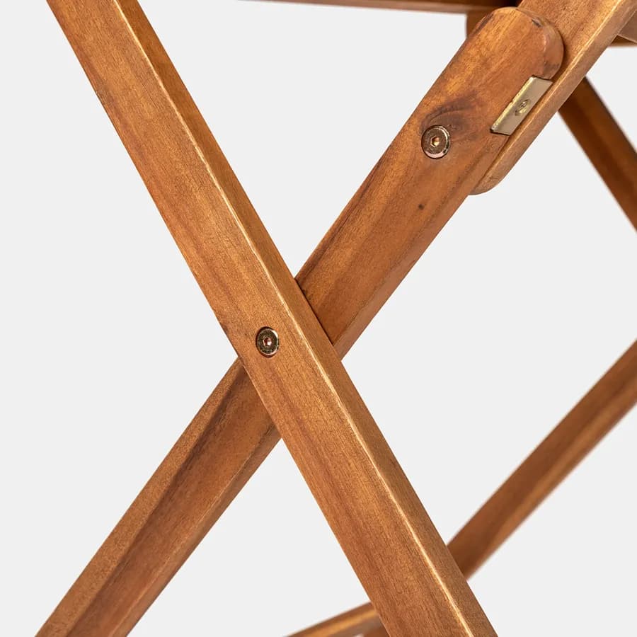 Set pranzo tavolo pieghevole rotondo 100 cm e 4 sedie pieghevoli con braccioli in legno di acacia e corda grigia - Yadira