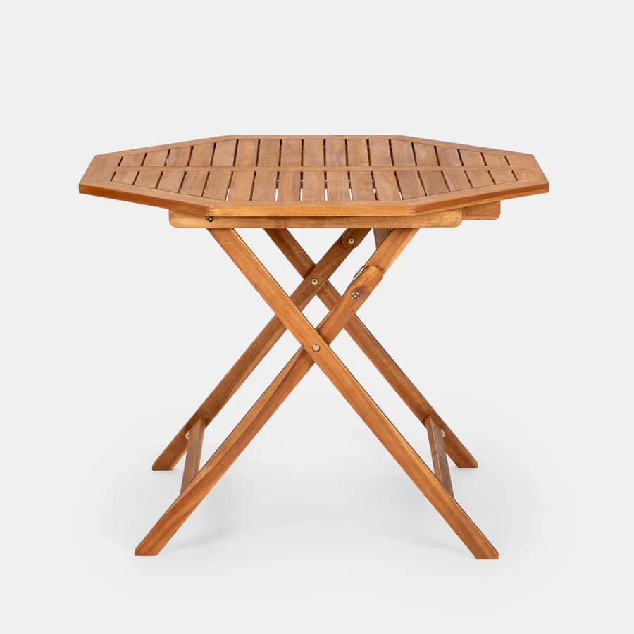 Set pranzo tavolo pieghevole rotondo 100 cm e 4 sedie pieghevoli con braccioli in legno di acacia e corda tortora - Yadira