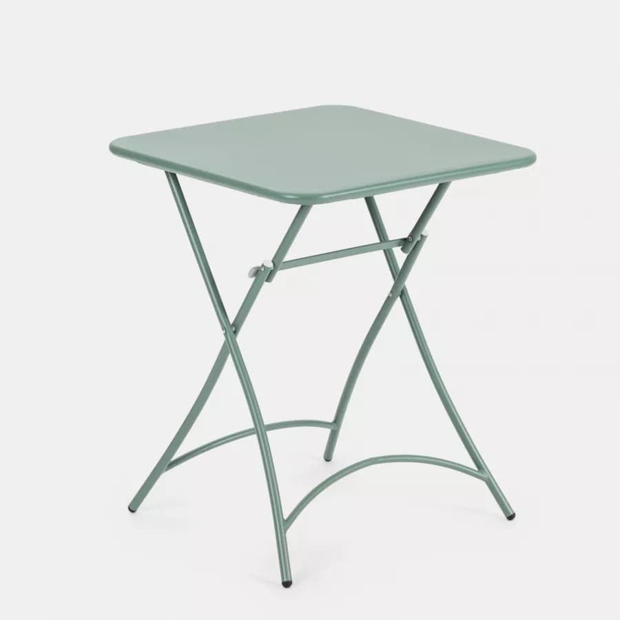 Set bistrot tavolo pieghevole 60x60 cm e 2 sedie in acciaio verde marino - Faber