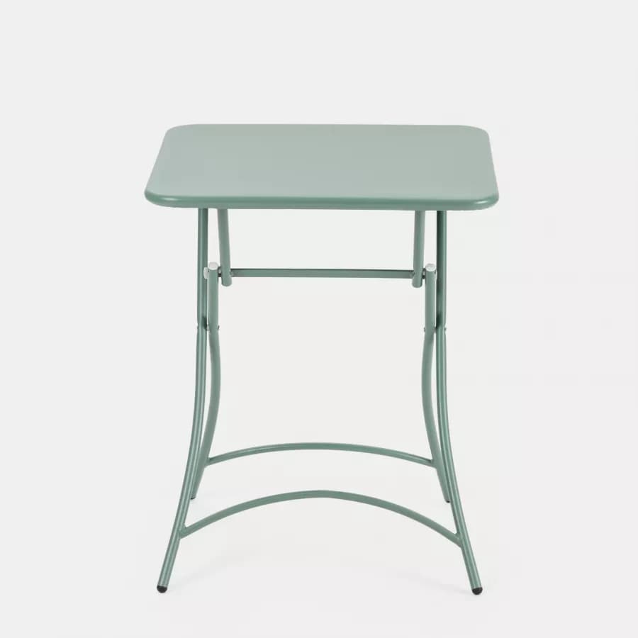 Set bistrot tavolo pieghevole 60x60 cm e 2 sedie in acciaio verde marino - Faber