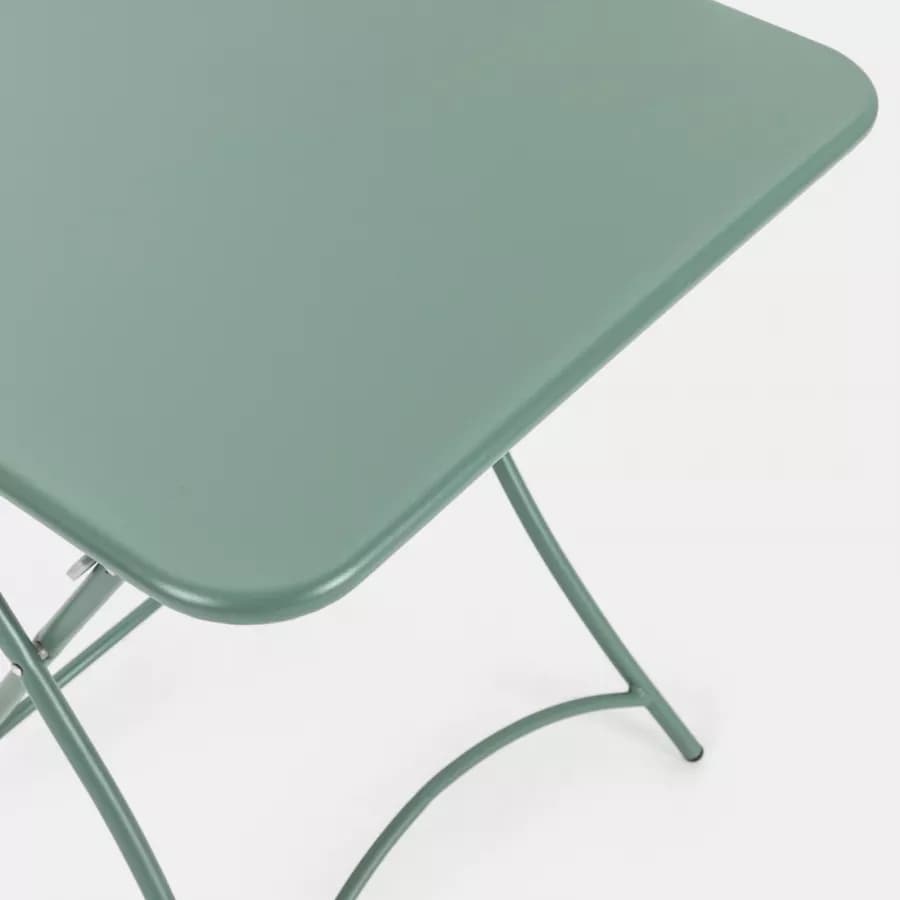 Set bistrot tavolo pieghevole 60x60 cm e 2 sedie in acciaio verde marino - Faber