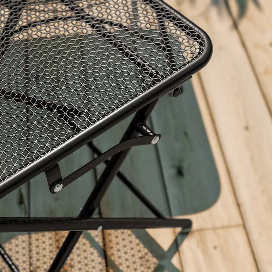 Set bistrot tavolo pieghevole 60x60 cm e 2 sedie pieghevoli in acciaio nero - Faber