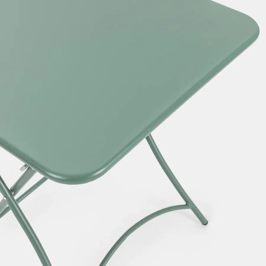 Set bistrot tavolo pieghevole 60x60 cm e 2 sedie pieghevoli in acciaio verde marino - Faber