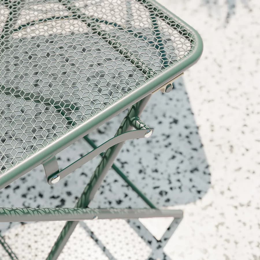 Set bistrot tavolo pieghevole 60x60 cm e 2 sedie pieghevoli in acciaio verde marino - Faber