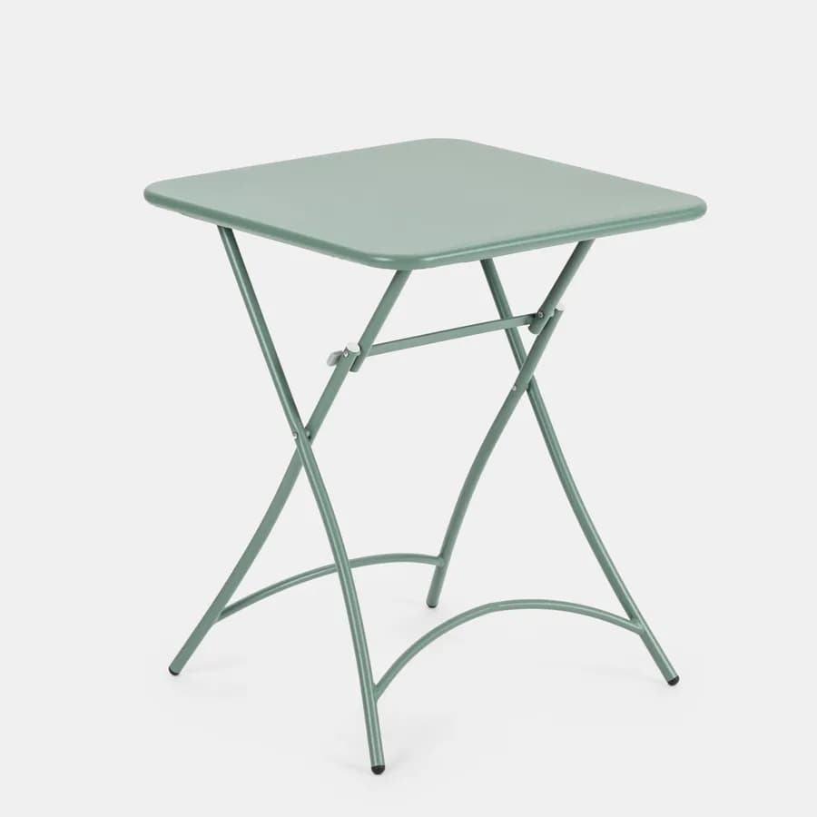 Set bistrot tavolo pieghevole 60x60 cm e 2 sedie pieghevoli in acciaio verde marino - Faber