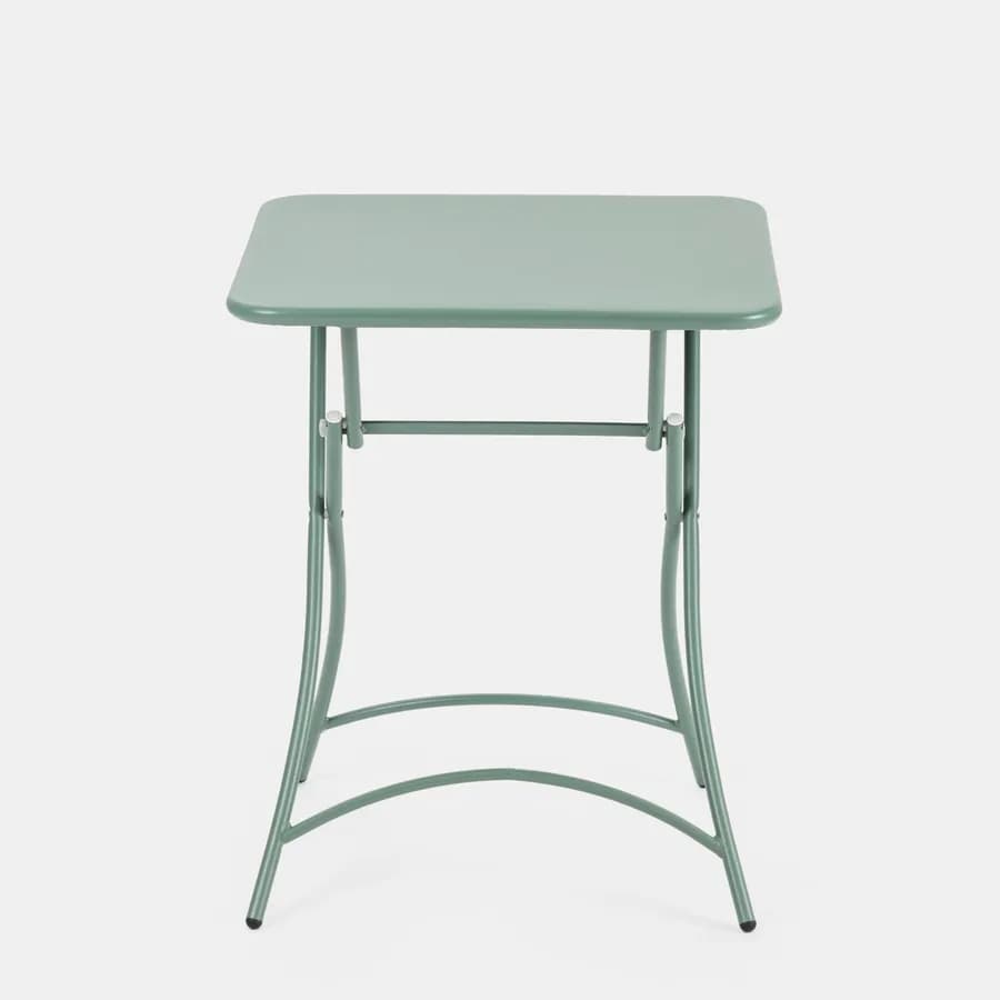 Set bistrot tavolo pieghevole 60x60 cm e 2 sedie pieghevoli in acciaio verde marino - Faber