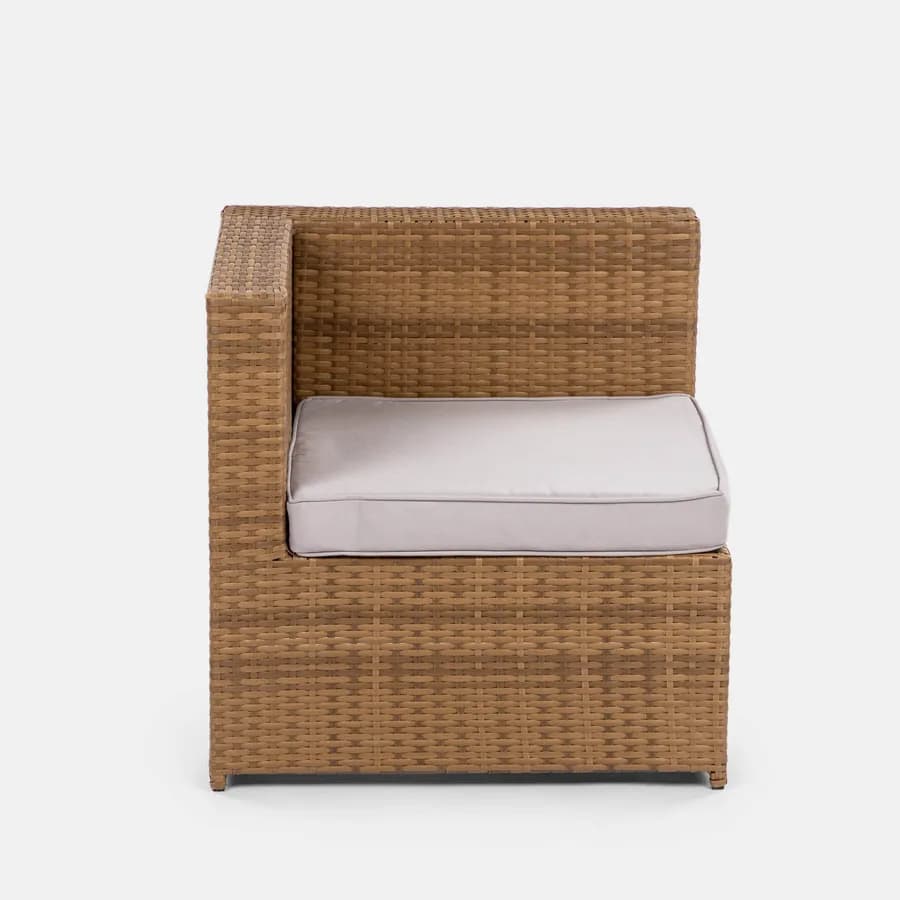 Set relax da giardino modulare con 2 divani 2 pouf e tavolino in polyrattan naturale - Tobago