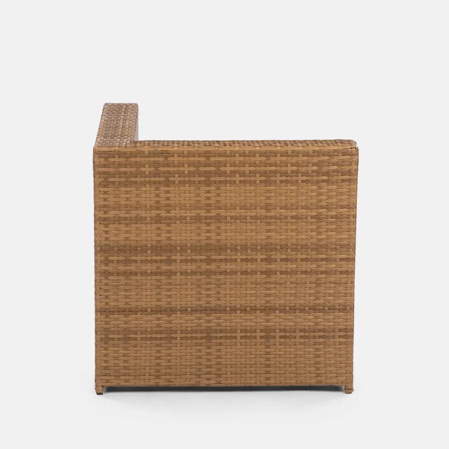Set relax da giardino modulare con 2 divani 2 pouf e tavolino in polyrattan naturale - Tobago