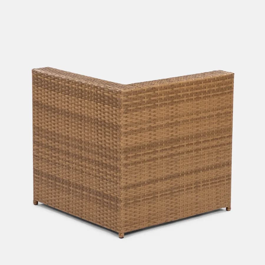 Set relax da giardino modulare con 2 divani 2 pouf e tavolino in polyrattan naturale - Tobago