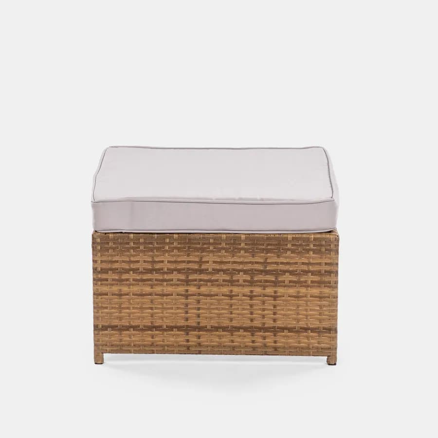 Set relax da giardino modulare con 2 divani 2 pouf e tavolino in polyrattan naturale - Tobago