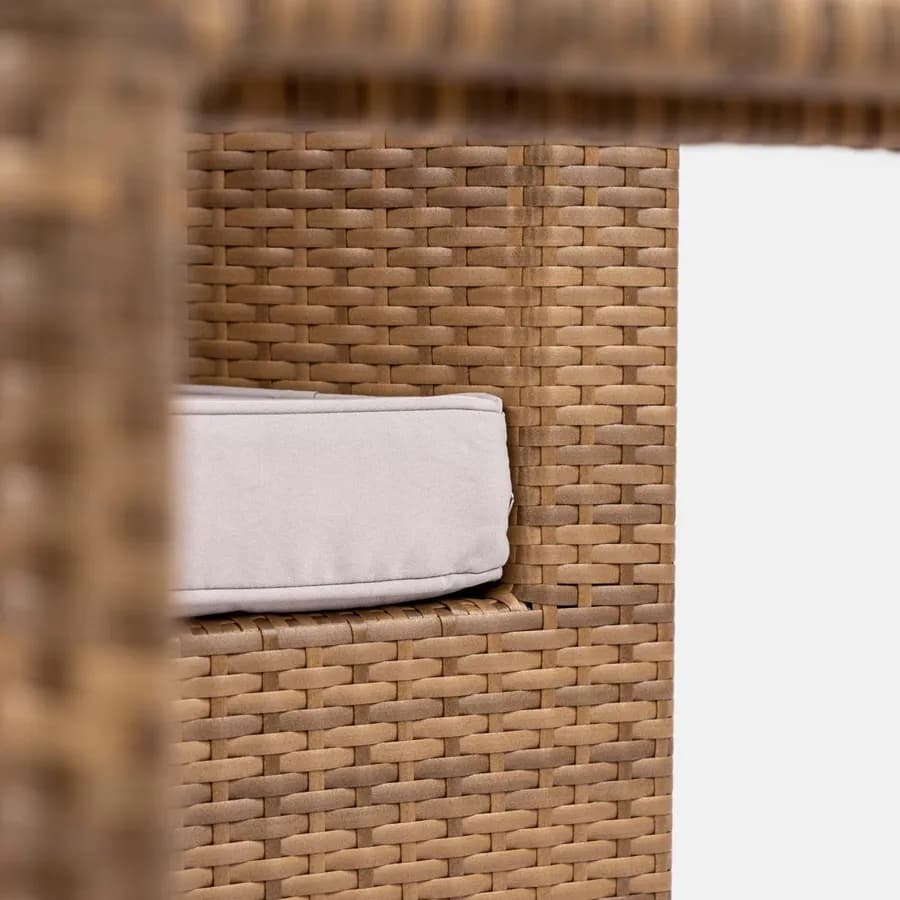 Set relax da giardino modulare con 2 divani 2 pouf e tavolino in polyrattan naturale - Tobago