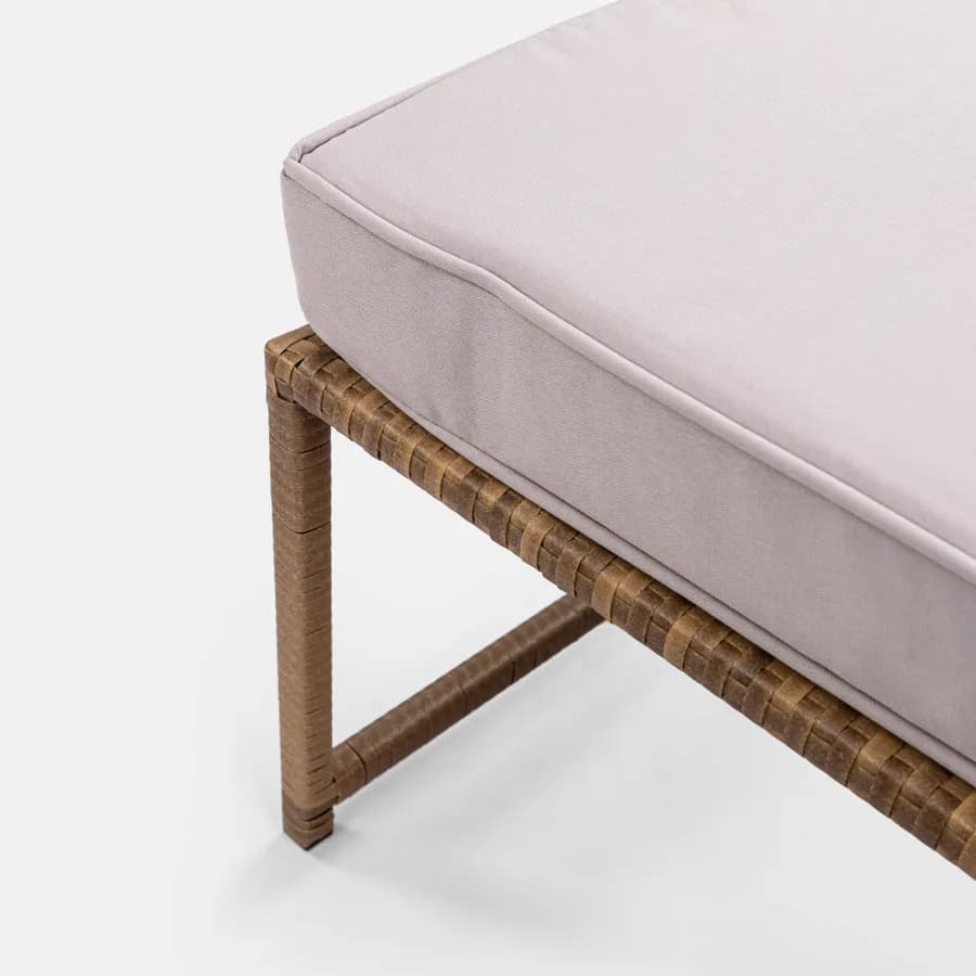 Set relax da giardino modulare con 2 divani 2 pouf e tavolino in polyrattan naturale - Tobago