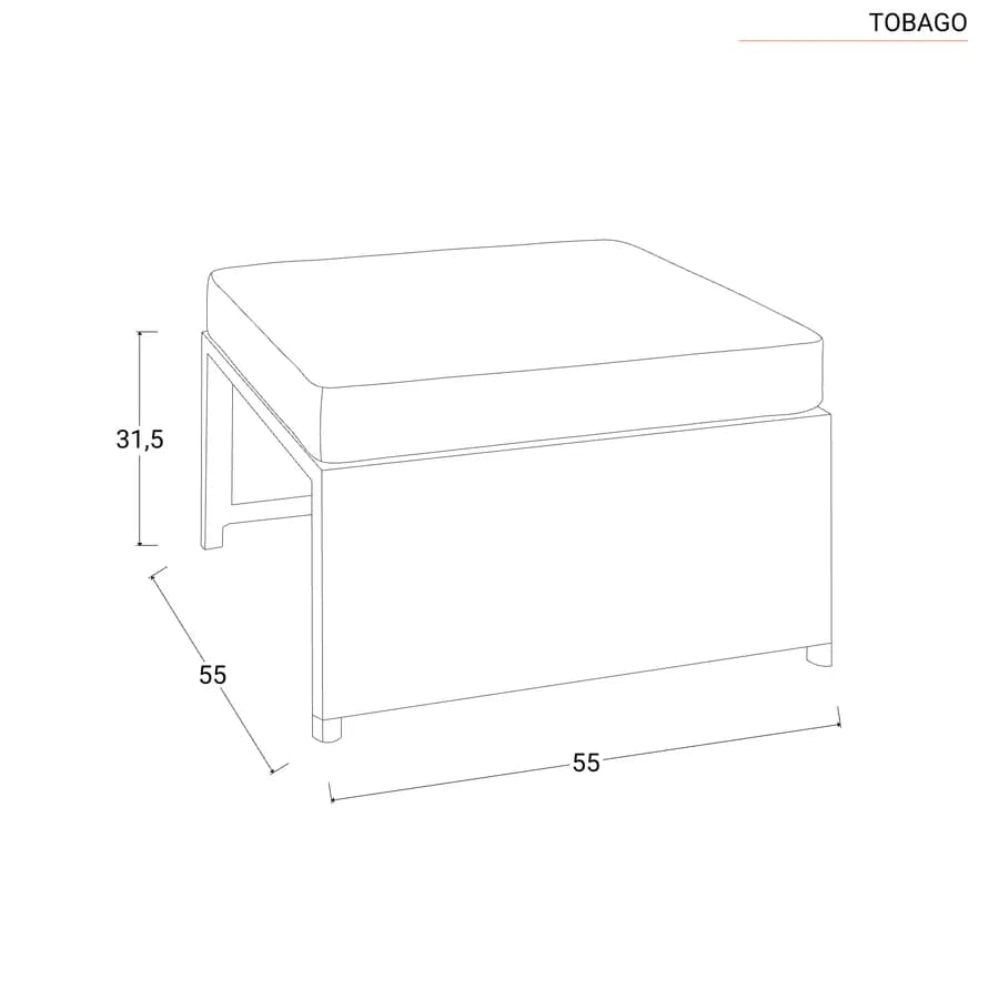 Set relax da giardino modulare con 2 divani 2 pouf e tavolino in polyrattan naturale - Tobago