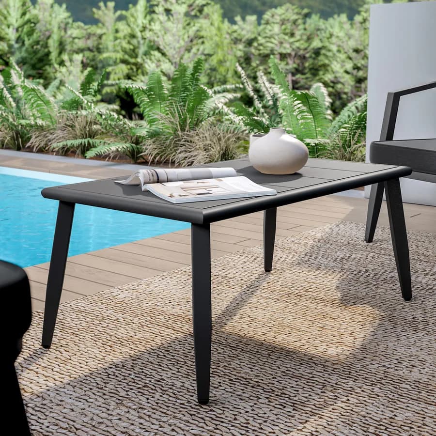 Set relax 4 posti antracite rivestito in corda con cuscini e tavolino - Bonaire