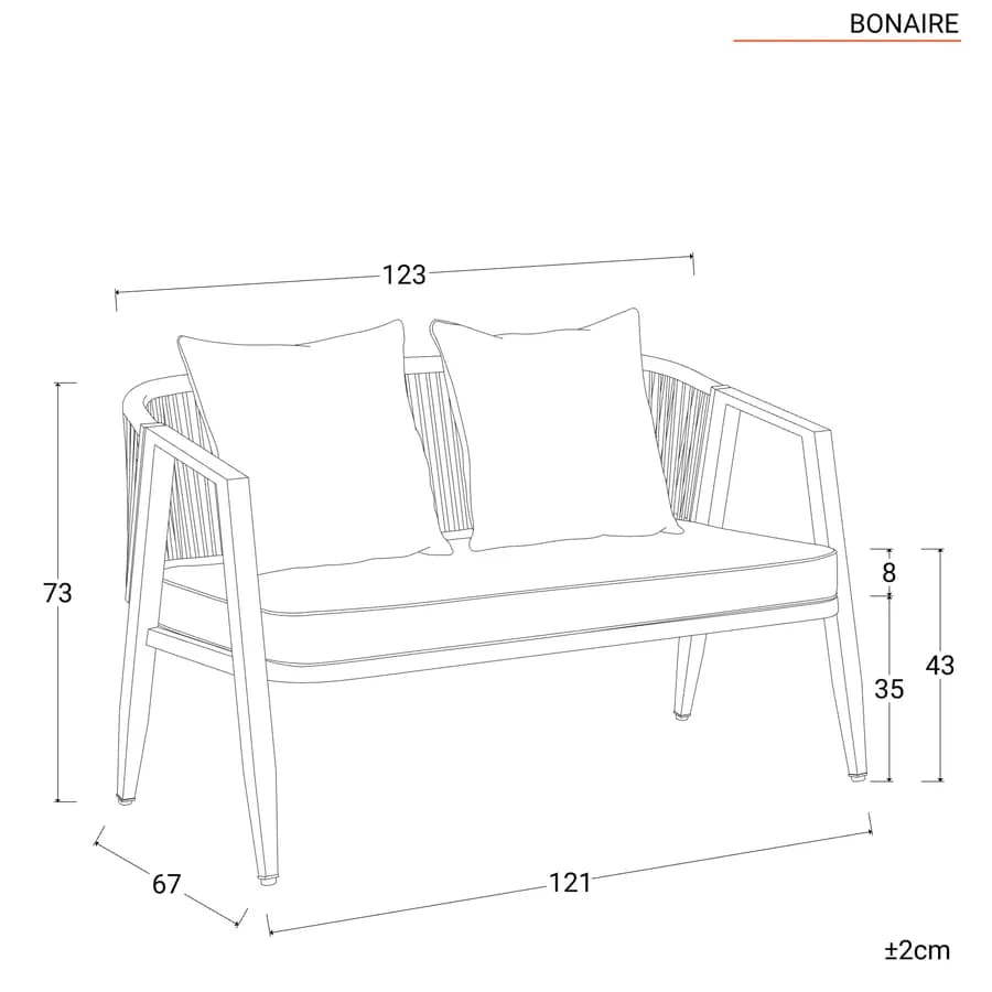 Set relax 4 posti antracite rivestito in corda con cuscini e tavolino - Bonaire