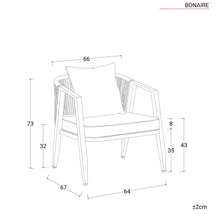 Set relax 4 posti antracite rivestito in corda con cuscini e tavolino - Bonaire