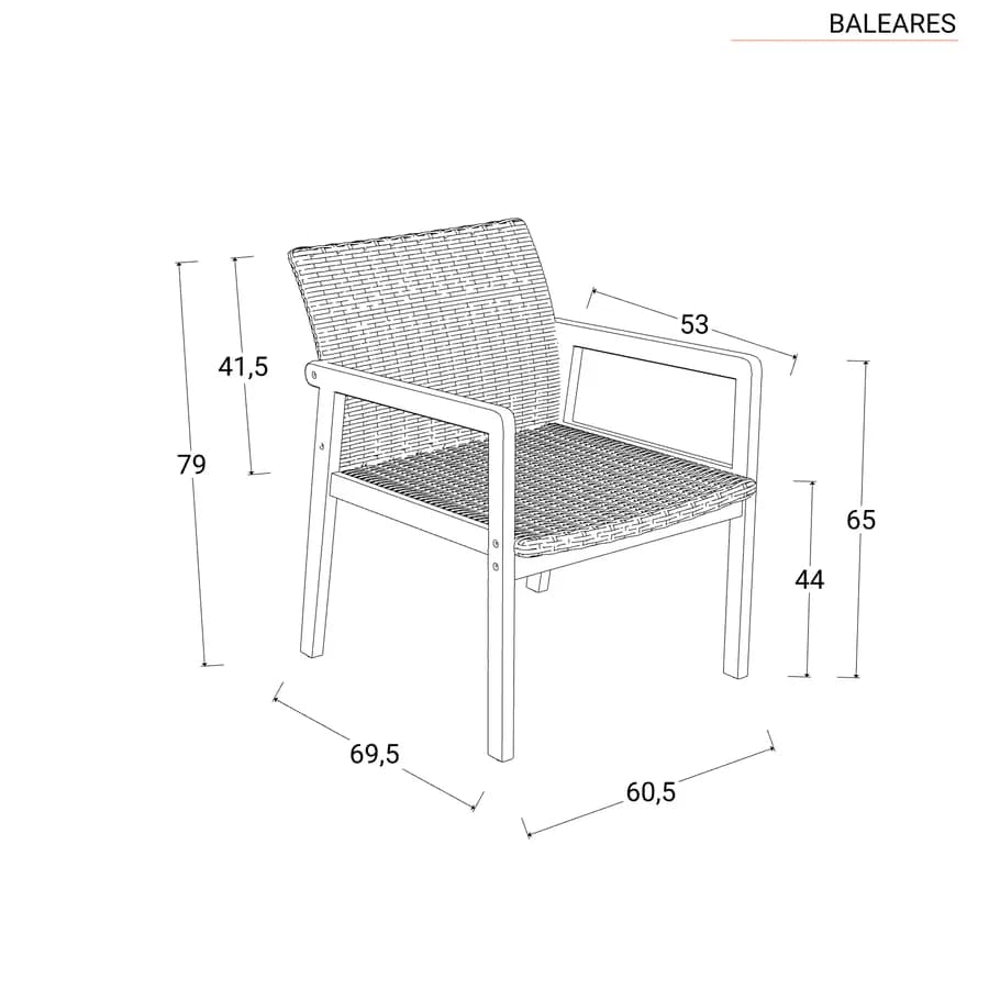 Set relax 4 posti in legno d'acacia e polyrattan naturale - Baleares