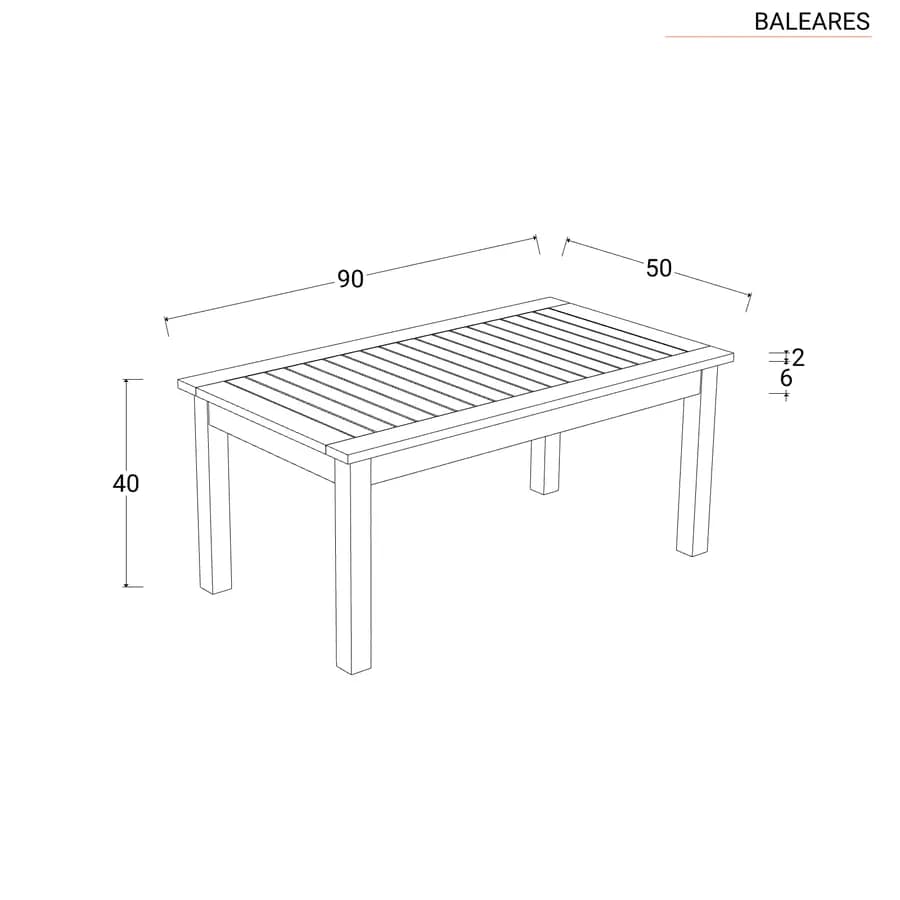 Set relax 4 posti in legno d'acacia e polyrattan naturale - Baleares