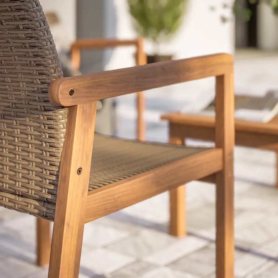 Set relax 4 posti in legno d'acacia e polyrattan naturale - Baleares