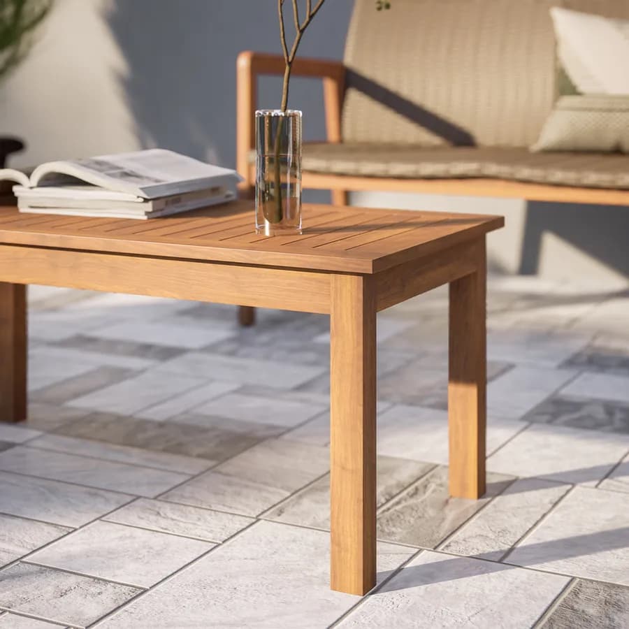 Set relax 4 posti in legno d'acacia e polyrattan naturale - Baleares