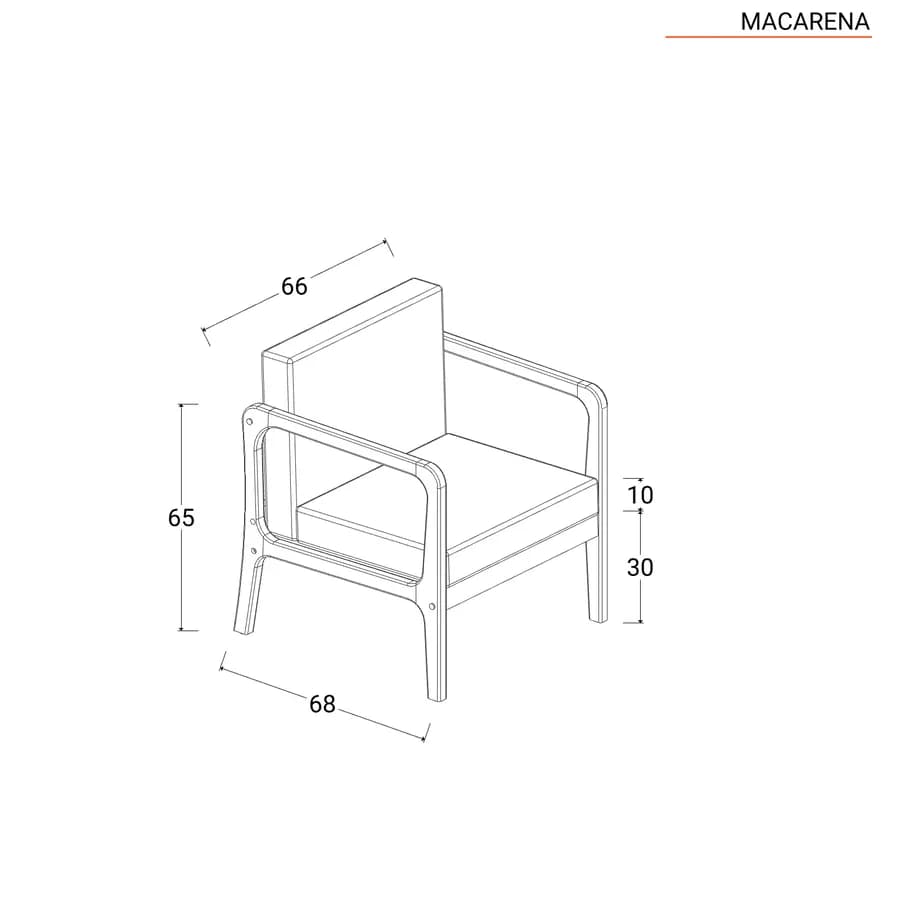 Set relax 4 posti in legno di acacia con cuscini - Macarena