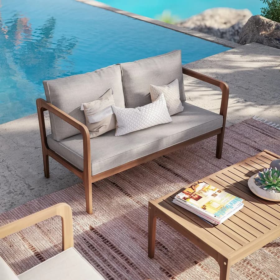 Set relax 4 posti in legno di acacia con cuscini - Macarena