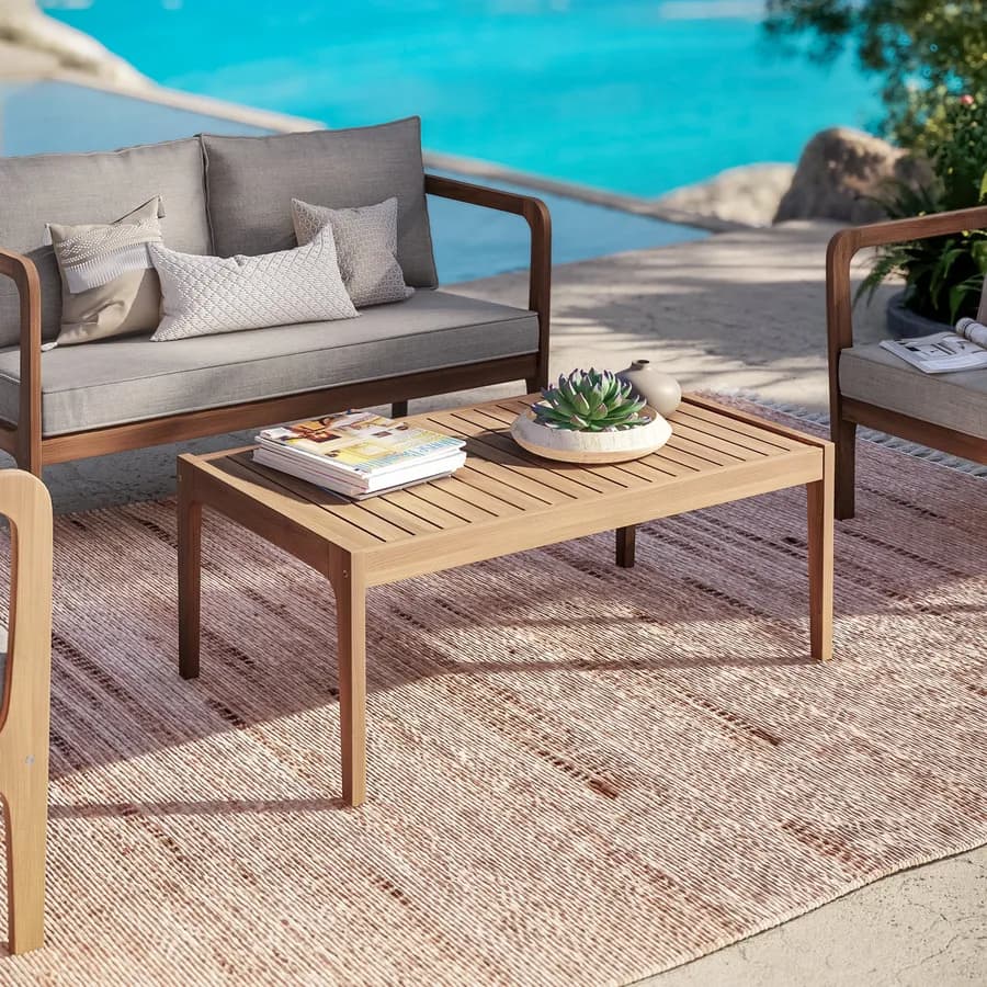 Set relax 4 posti in legno di acacia con cuscini - Macarena