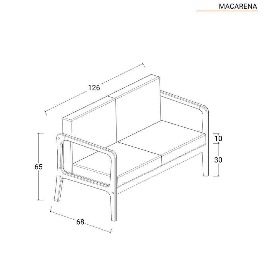 Set relax 4 posti in legno di acacia con cuscini - Macarena