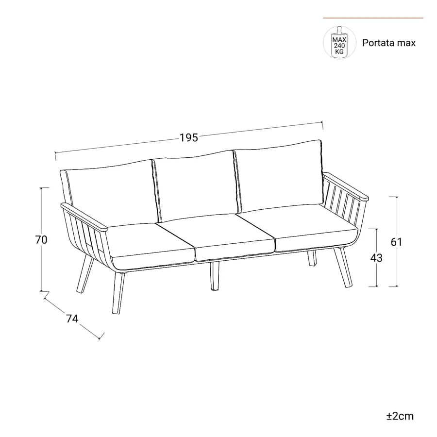 Set relax 5 posti in alluminio bianco con braccioli effetto legno e cuscini - Vallarta