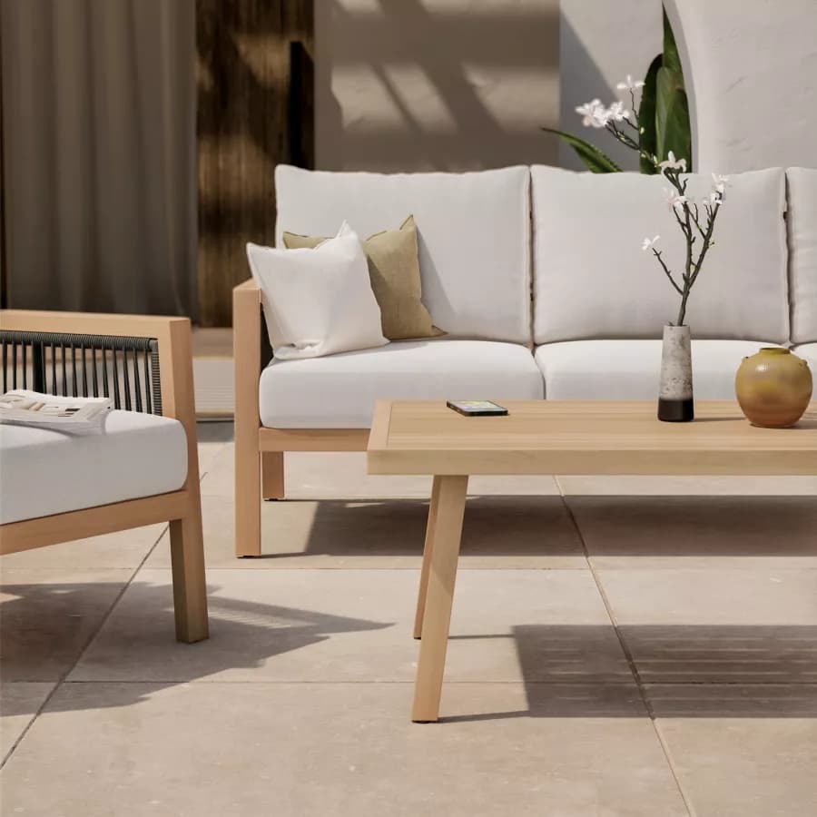 Set relax 5 posti in alluminio effetto legno e dettagli in corda - Managua
