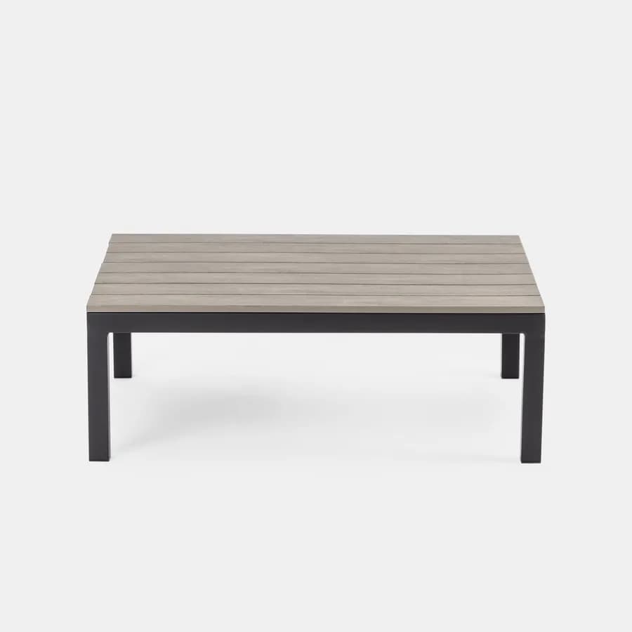Set relax angolare antracite con tavolino in alluminio e polywood - Stephane