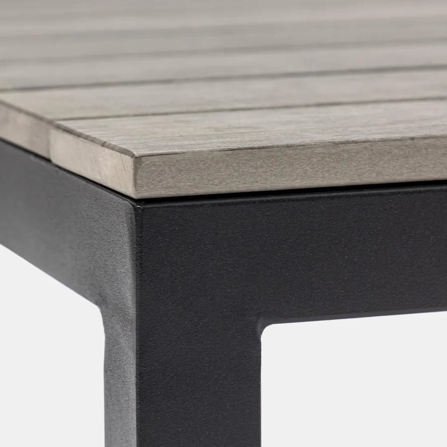 Set relax angolare antracite con tavolino in alluminio e polywood - Stephane