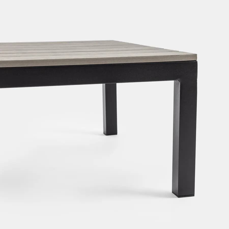 Set relax angolare antracite con tavolino in alluminio e polywood - Stephane
