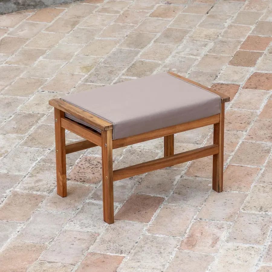 Set relax divano due poltrone e tavolino da caffè in legno di acacia con cuscini imbottiti - Paja
