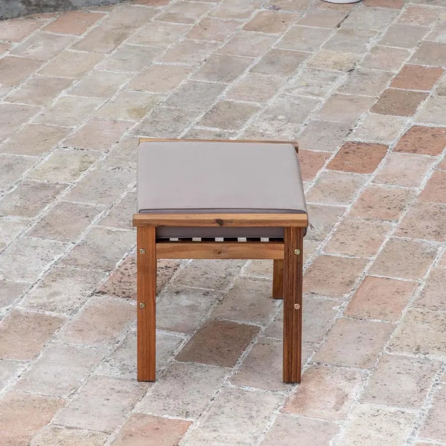 Set relax divano due poltrone e tavolino da caffè in legno di acacia con cuscini imbottiti - Paja