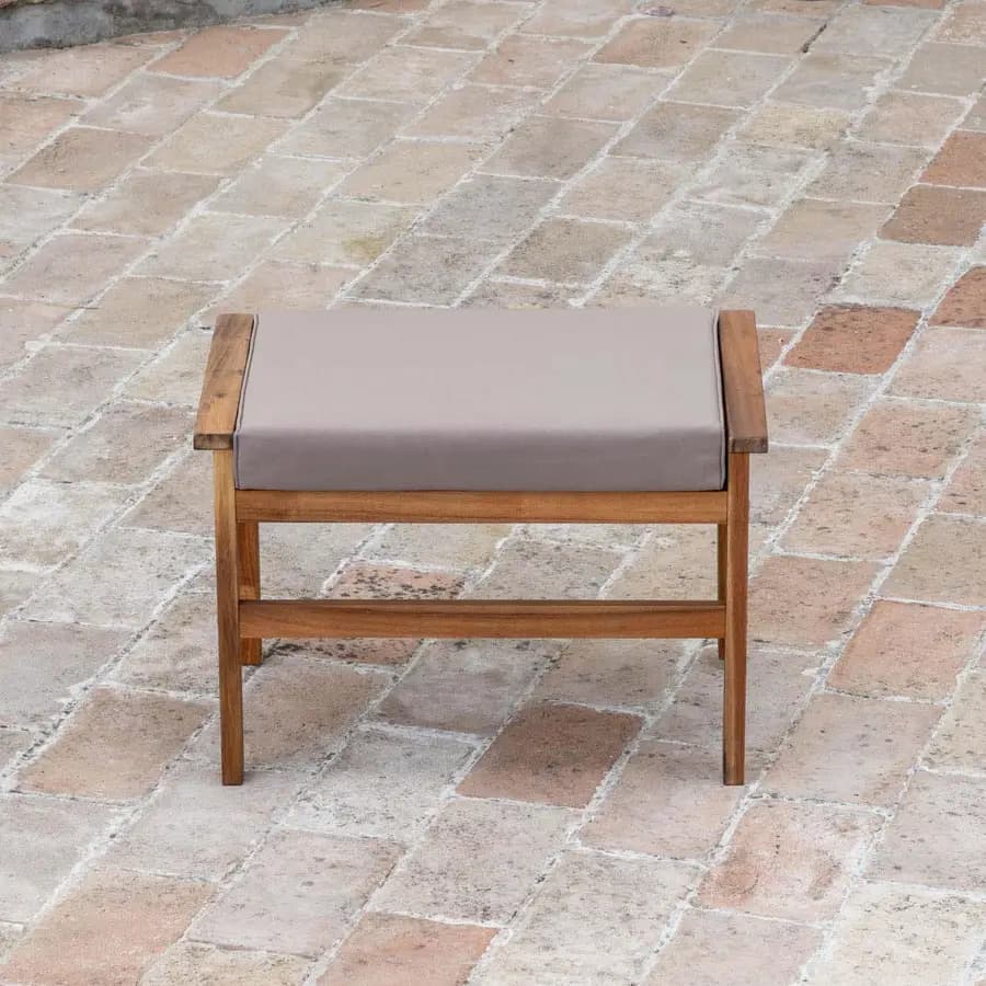 Set relax divano due poltrone e tavolino da caffè in legno di acacia con cuscini imbottiti - Paja