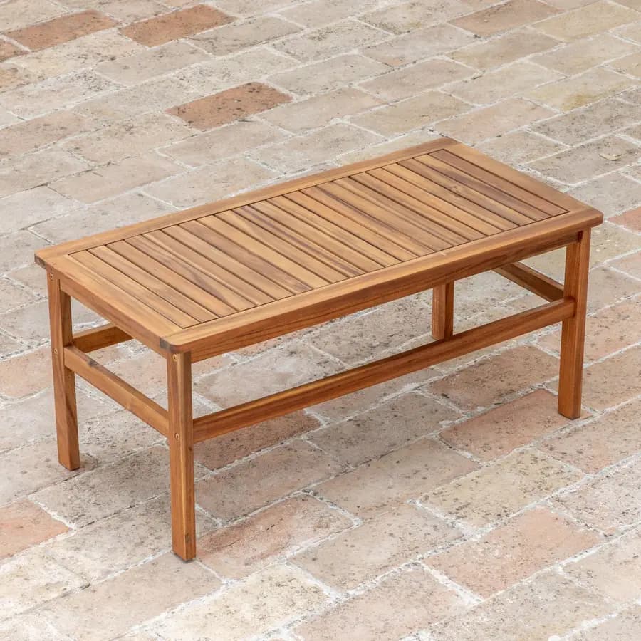 Set relax divano due poltrone e tavolino da caffè in legno di acacia con cuscini imbottiti - Paja