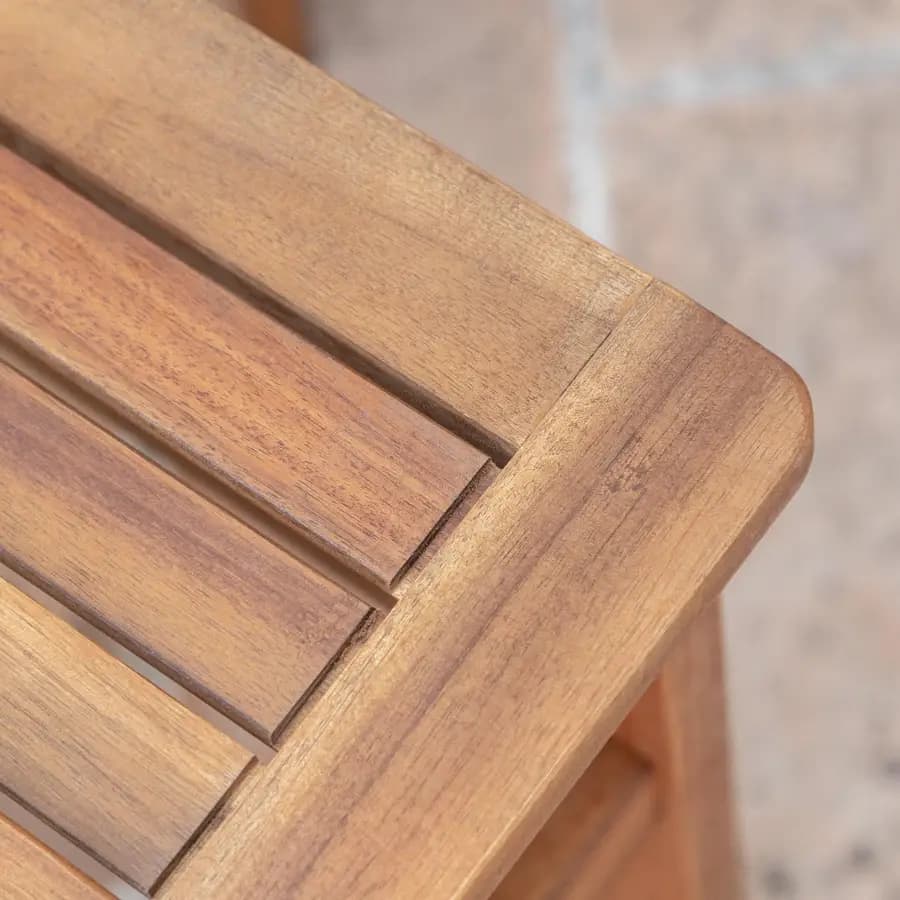 Set relax divano due poltrone e tavolino da caffè in legno di acacia con cuscini imbottiti - Paja