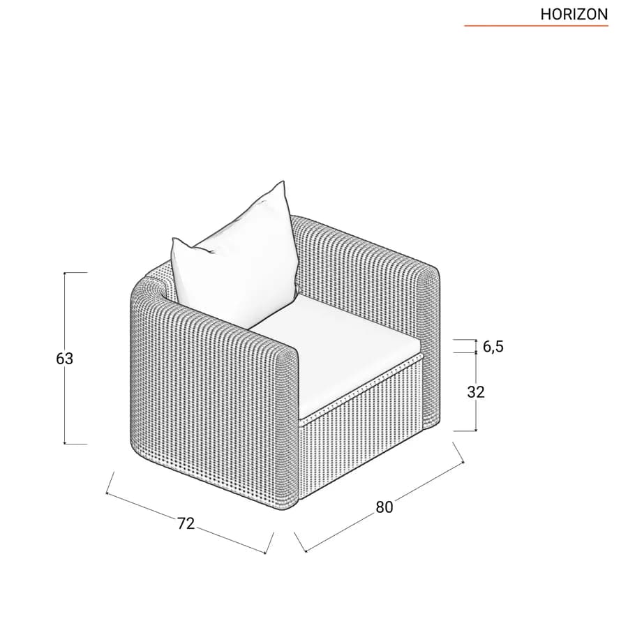 Set relax con divano 3 posti 2 poltrone e tavolino in polyrattan nero con cuscini - Horizon