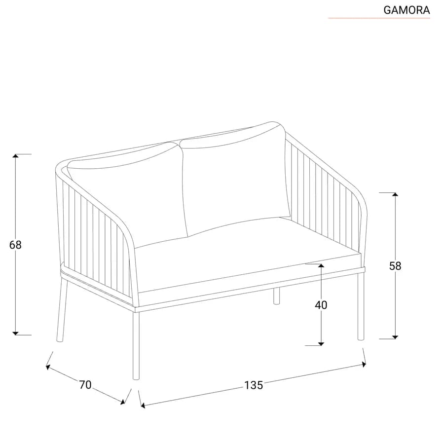 Set relax da giardino 4 posti in corda beige con cuscini grigi - Gamora