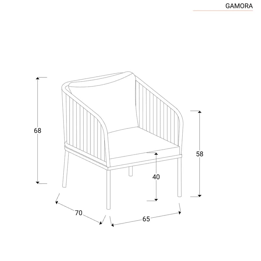 Set relax da giardino 5 posti in corda beige con cuscini grigio chiaro - Gamora