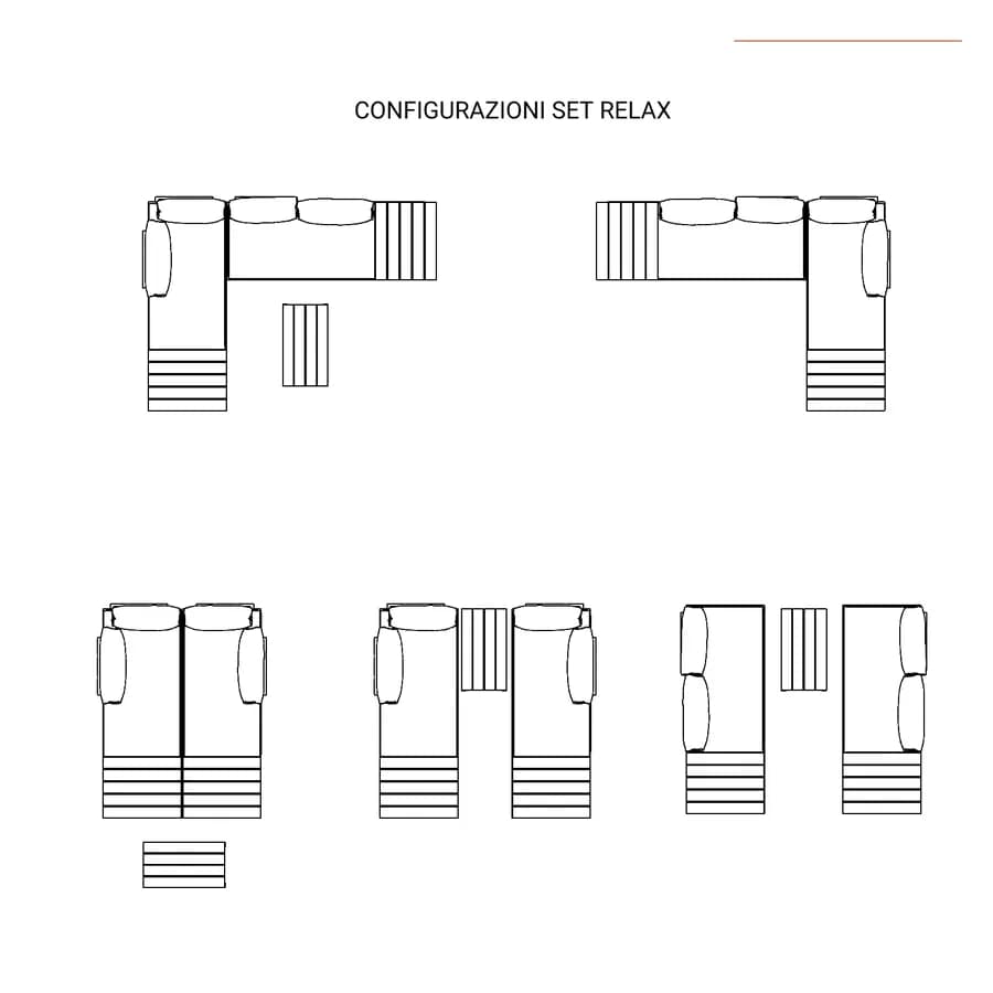 Set relax modulare in alluminio bianco e dettagli effetto legno con cuscini tortora - Scilla