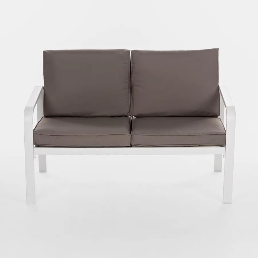 Set relax da giardino in alluminio bianco e cuscini tortora - Persico